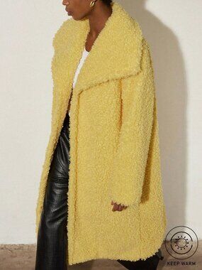 Yellow Casual Women's Faux Fur Coats